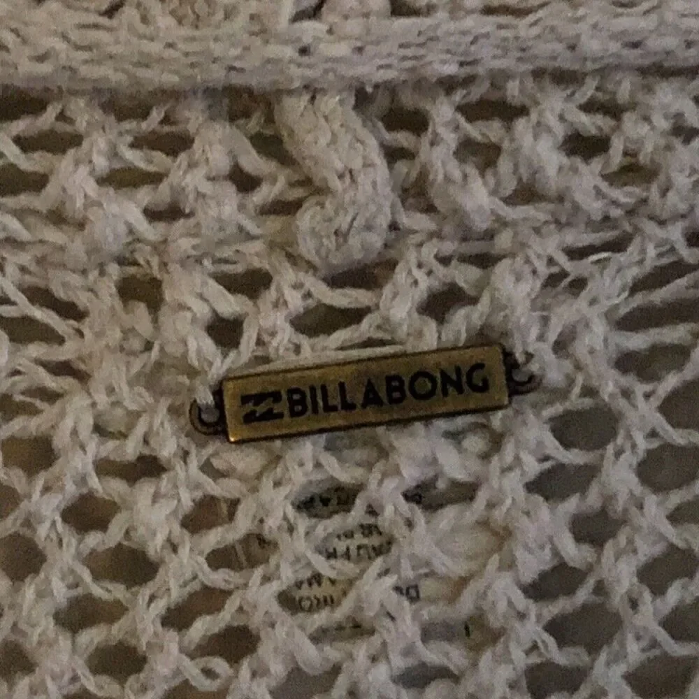 Billabong Crochet Duster Cardigan Womens Size S Cream Boho Festival Sweater